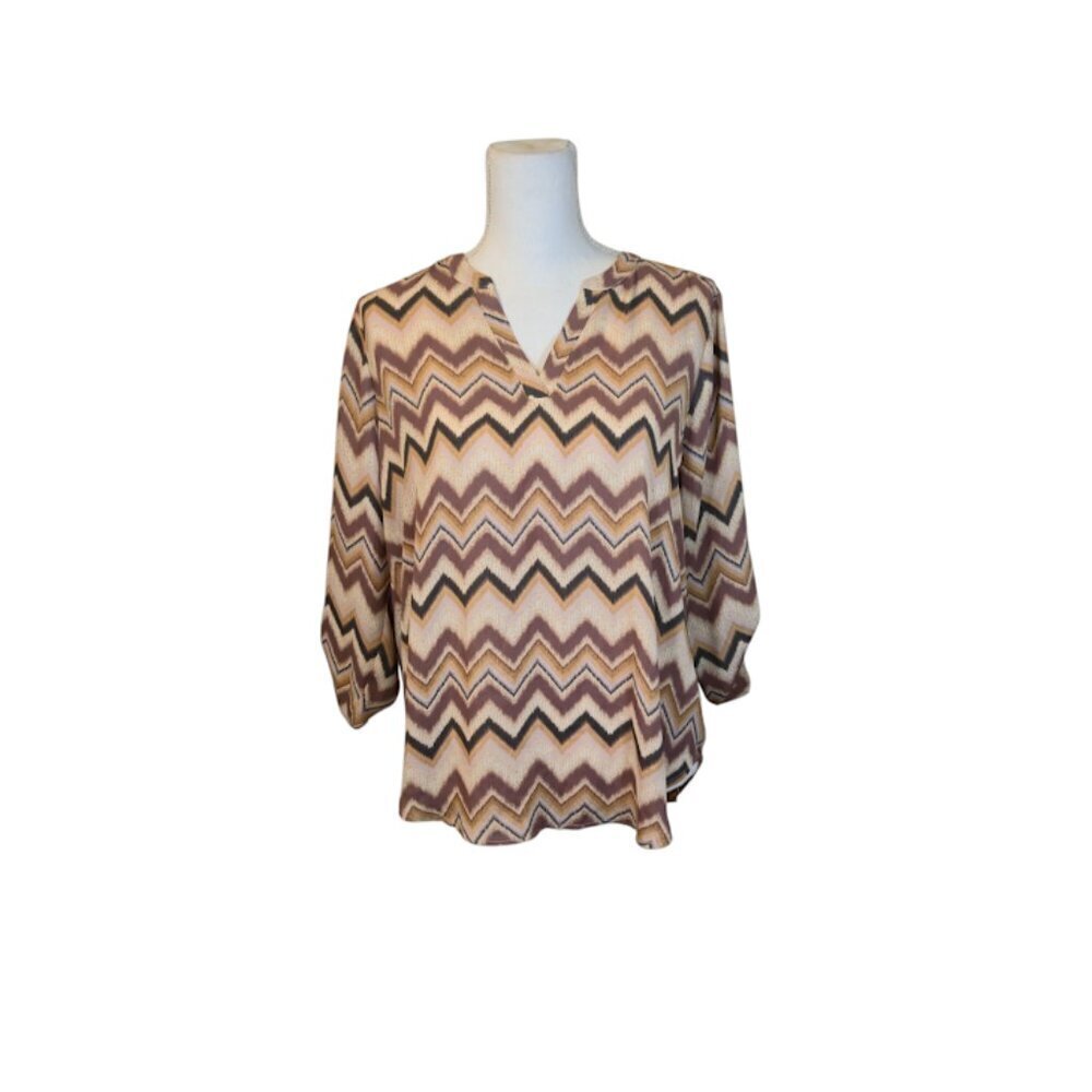 Maurices Striped Top Size Medium Brown Neutral Preppy Career Bohemian